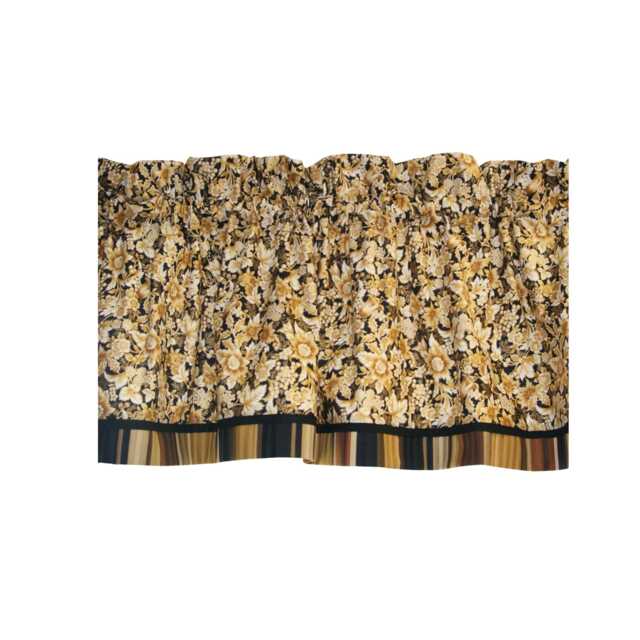 Gold Black Floral Valance - 17x54 Kaufman Holiday Flourish Curtain - Rod Pocket Window Topper Custom Drapes Home D??cor Jobs - image 1