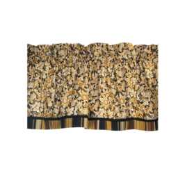 Gold Black Floral Valance - 17x54 Kaufman Holiday Flourish Curtain - Rod Pocket Window Topper Custom Drapes Home D??cor Jobs