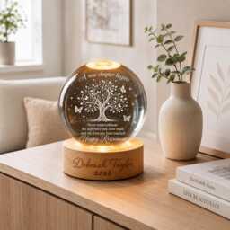 Personalized Retirement Crystal Night Light, Custom Happy Led Lamp, Tree Of Life New Chapter, Farewell Gift For Boss Co Worker - thumbnail 3
