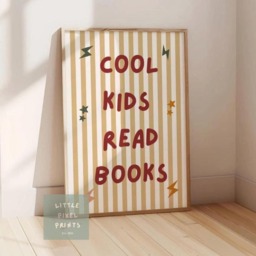 Cool Kids Read Books Neutral Wall Print For Childrens Bedroom, Nursery Or Playroom - thumbnail 1
