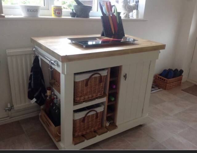 Exmouth Bespoke Kitchen Island, Solid Pine Top, Custom Color - image 1