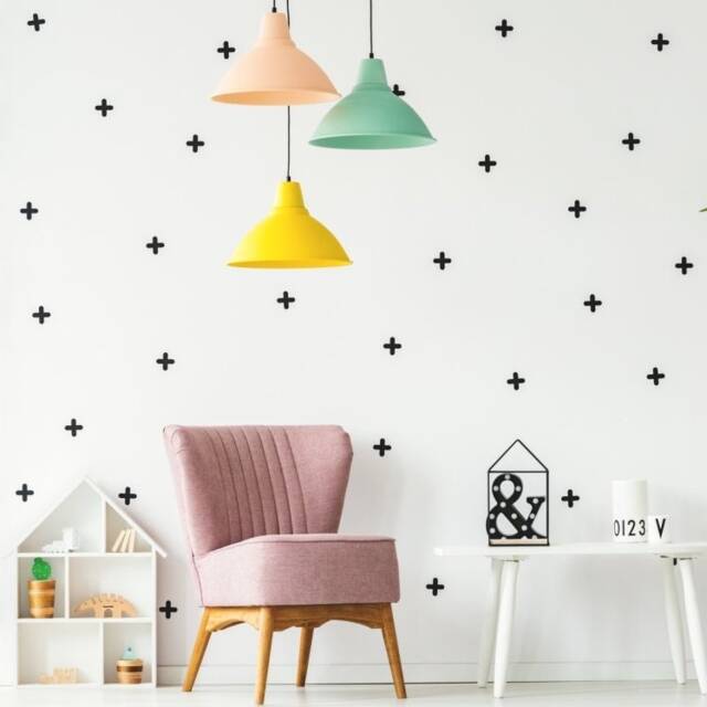 Plus Sign Wall Decals, Modern Cross Vinyl Stickers, Boys Or Girls, For Nursery, Kids, Baby Or Teens Room, Rounded Pluses, Kids Design - image 1