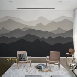Scandinavian Mountain Scenery Peel & Stick Wallpaper Home Decor Wall Decals Sticker Reusable Fabric - thumbnail 2