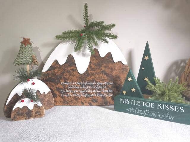 Christmas Decorations, Wooden Pudding, Accessories, Gifts, Figgy Pudding - image 1