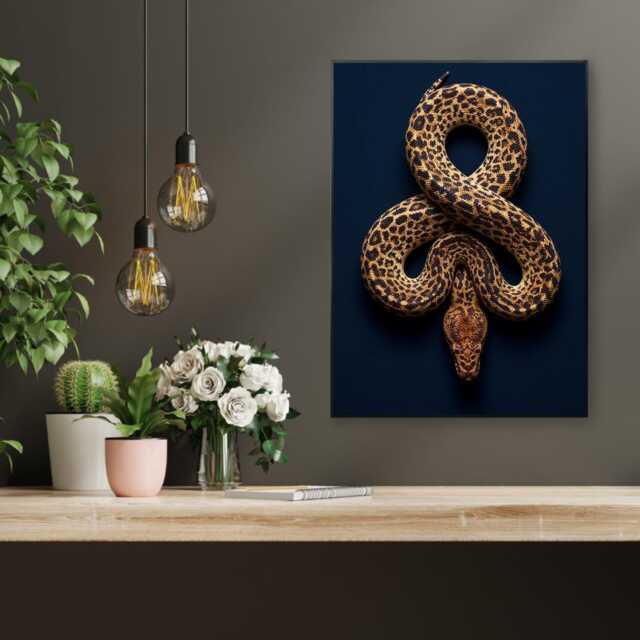 Leopard Print Snake Wall Art - Moody Maximalist Decor Dark Luxe Aesthetic Quirky Animal - image 1