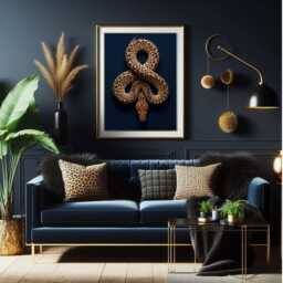 Leopard Print Snake Wall Art - Moody Maximalist Decor Dark Luxe Aesthetic Quirky Animal - thumbnail 2