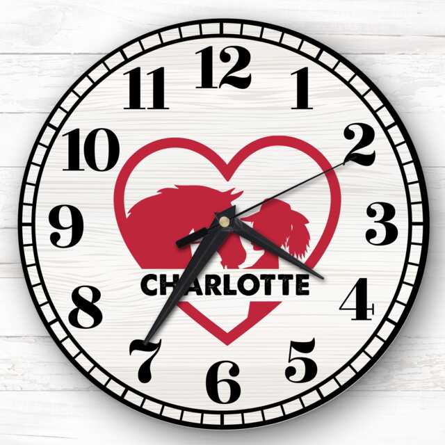 Heart Horse Girl Children's Personalised Gift For Kid's Bedroom Clock - Kids Clock, , Custom Wall - image 1