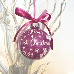 Personalised Baby's First Christmas Bauble Ornament, Keepsake For New Baby, Baby Feet Design