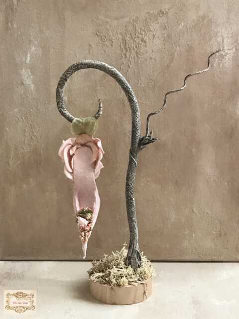 Enchanted Fairy Forest Paper Shoe Sculpture On Rustic Ornament Stand, Fairycore , Magical Fairytale Art Garden Home Decor - image 1
