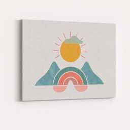 Minimalist Retro Sun Rainbow Mountain Boho Landscape Canvas Wall Art Print Decor Picture Ready To Hang - thumbnail 4