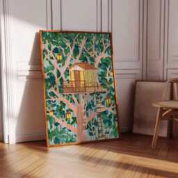 Tree House Poster, Forest Wall Art Print, Adventure Decor, Kids Room Gift, Nature Print - thumbnail 3
