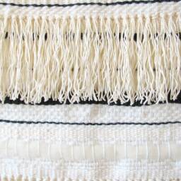 Boho Woven Wall Hanging Neutral Beige Cotton Tapestry With Tassels - thumbnail 2