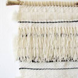 Boho Woven Wall Hanging Neutral Beige Cotton Tapestry With Tassels - thumbnail 3