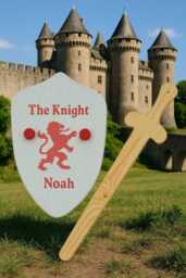 Wooden Sword & Shield, Personalised With Any Name, Handmade in England, Children's Toy - thumbnail 1