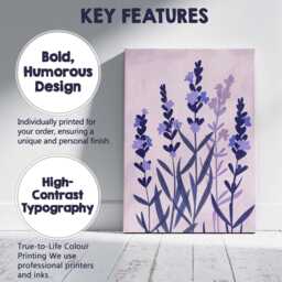 Soft Lilac Lavender Botanical Illustration Minimal Floral Art Canvas Wall Print Decor Picture Ready To Hang - thumbnail 2