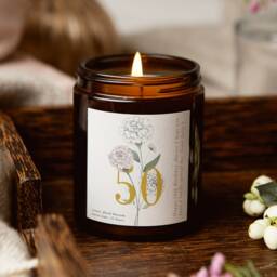 50Th Birthday Gift Floral Soy Candle, Personalised Apothecary Jar - thumbnail 1