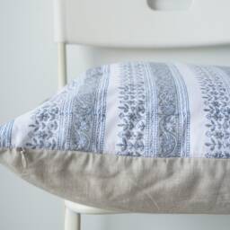 Block Print Pillow Cover Floral Batik, Natural Dyed - 20x20 - thumbnail 3