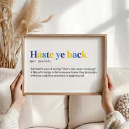 Haste Ye Back Print - Scottish Farewell Wall Art, Nostalgic Scotland Gift For Expats & Ancestry Homes, St Andrew's Day & Burns Night - thumbnail 3