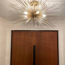 Mid Century Black Sputnik Chandelier Ava Starburst , Handmade Ceiling Light Pendant Hallway Entrance Dining Room 5 Lights - thumbnail 2