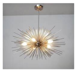Mid Century Black Sputnik Chandelier Ava Starburst , Handmade Ceiling Light Pendant Hallway Entrance Dining Room 5 Lights