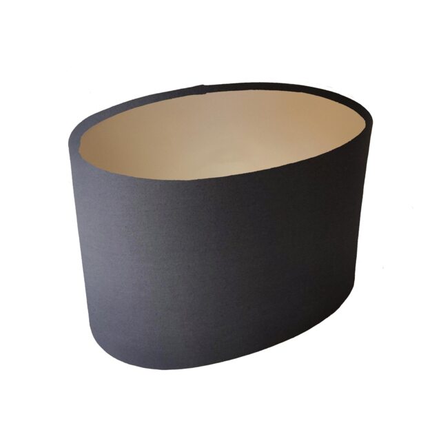 Dark Grey Oval Drum Lampshade, Cotton With A Champagne Lining - image 1