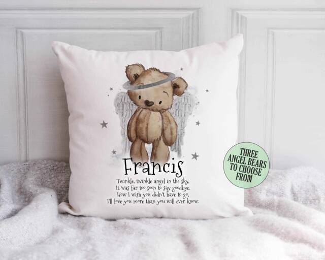 Personalised Baby Angel Remembrance Cushion, Loss Memorial, Miscarriage, Stillbirth Christmas Gift Idea, Awareness - image 1