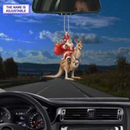 Santa Riding Kangaroo Acrylic 2D Flat Christmas Ornament, Festive Tree Hanging Holiday Decoration, Unique Kangaroo Gift - thumbnail 3