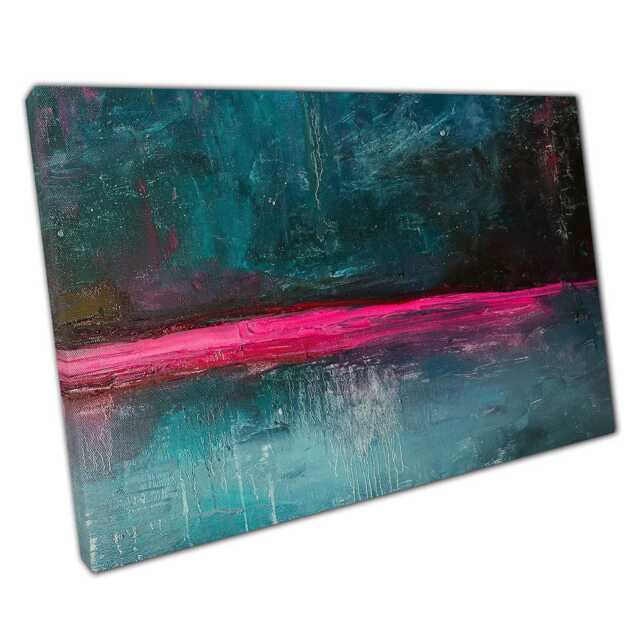 Vibrant Abstract Oil Painting Textured Canvas Wall Art With Intense Pink & Blue Hues For Home Decor - image 1