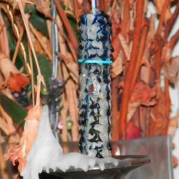 Inscribed Spell Candle Water - Undine Faerie, Natural Beeswax, Hand Rolled, Wicca, Pagan, Magic, Element - thumbnail 3