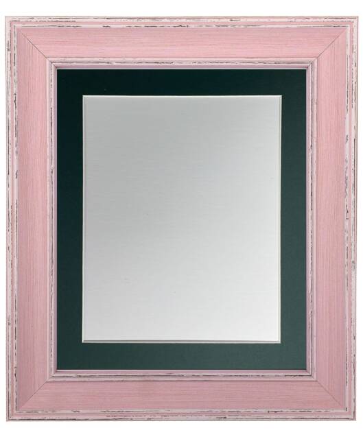Scandi Pink Photo Frame Oak Wood Picture Frame With Dark Green Mount - image 1