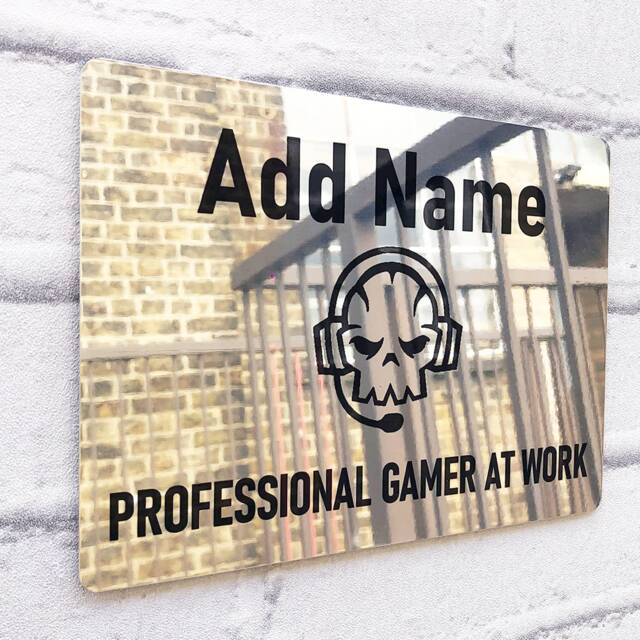 Personalised Metal Mirror Gamer Sign - Customised Printed Wall Art Plaque Pro - image 1