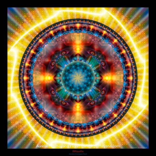 Atlantis Mandala Tapestry Sacred Geometry Spiritual Wall Art - image 1