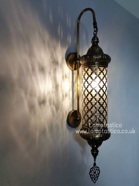 Large Turkish Wall Sconce Lamp, Moroccan Lamps, Cylinder Light, Lighting, Blown Glass, Plug in Free UK Shipping - image 1