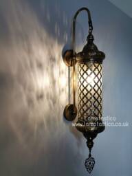 Large Turkish Wall Sconce Lamp, Moroccan Lamps, Cylinder Light, Lighting, Blown Glass, Plug in Free UK Shipping - thumbnail 1