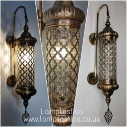 Large Turkish Wall Sconce Lamp, Moroccan Lamps, Cylinder Light, Lighting, Blown Glass, Plug in Free UK Shipping - thumbnail 2