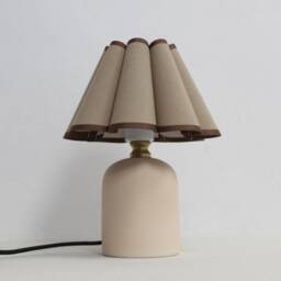 Handmade Brown Fabric Shade Table Lamp Ceramic Base Home Decor-116# - thumbnail 3