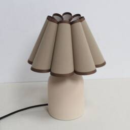 Handmade Brown Fabric Shade Table Lamp Ceramic Base Home Decor-116# - thumbnail 2