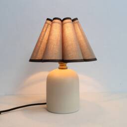 Handmade Brown Fabric Shade Table Lamp Ceramic Base Home Decor-116# - thumbnail 4