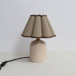 Handmade Brown Fabric Shade Table Lamp Ceramic Base Home Decor-116# - thumbnail 1