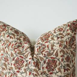 Indian Block Print Pillow Cover Floral Batik, 20x20 Boho Decor - thumbnail 2