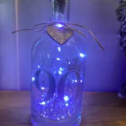 Personalised 90Th Birthday Light Up Bottle, Bottle Lamp With Gift Messaging Service & Bag - thumbnail 4