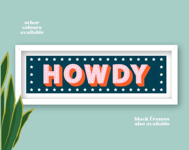Framed Howdy Print, Print Framed, Panoramic Hallway Wall Art Cowgirl - image 1