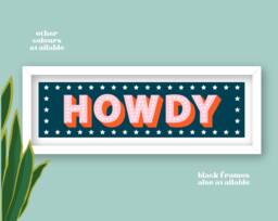 Framed Howdy Print, Print Framed, Panoramic Hallway Wall Art Cowgirl - thumbnail 1