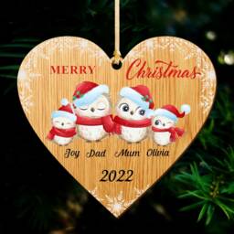 Personalised Christmas Tree Decorations Custom Xmas Ornaments Baubles For Family Uv Print Wood 2025 - thumbnail 3