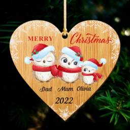 Personalised Christmas Tree Decorations Custom Xmas Ornaments Baubles For Family Uv Print Wood 2025 - thumbnail 2
