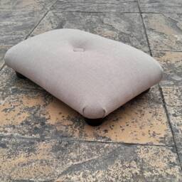 Cream Linen Look Footrest Stool Handmade Upholstered Little Ottoman - thumbnail 4