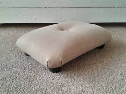 Cream Linen Look Footrest Stool Handmade Upholstered Little Ottoman