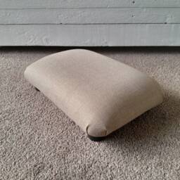 Cream Linen Look Footrest Stool Handmade Upholstered Little Ottoman - thumbnail 2