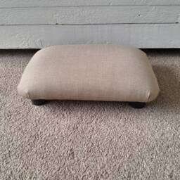 Cream Linen Look Footrest Stool Handmade Upholstered Little Ottoman - thumbnail 3
