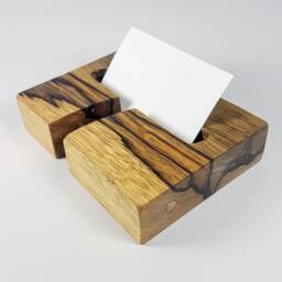 Limba Wood Business Card Holder With Steel Rods - thumbnail 2